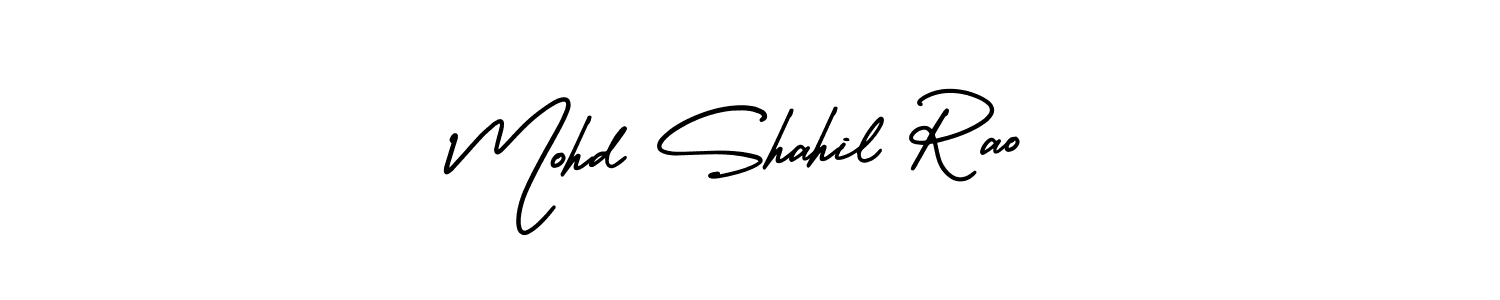 You should practise on your own different ways (AmerikaSignatureDemo-Regular) to write your name (Mohd Shahil Rao) in signature. don't let someone else do it for you. Mohd Shahil Rao signature style 3 images and pictures png