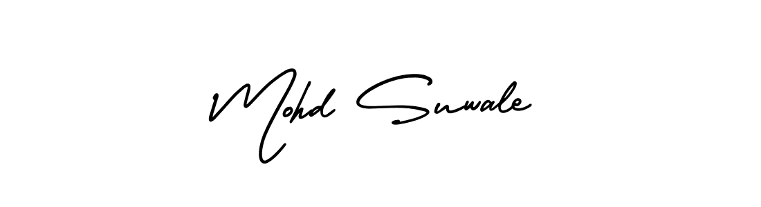 The best way (AmerikaSignatureDemo-Regular) to make a short signature is to pick only two or three words in your name. The name Mohd Suwale include a total of six letters. For converting this name. Mohd Suwale signature style 3 images and pictures png