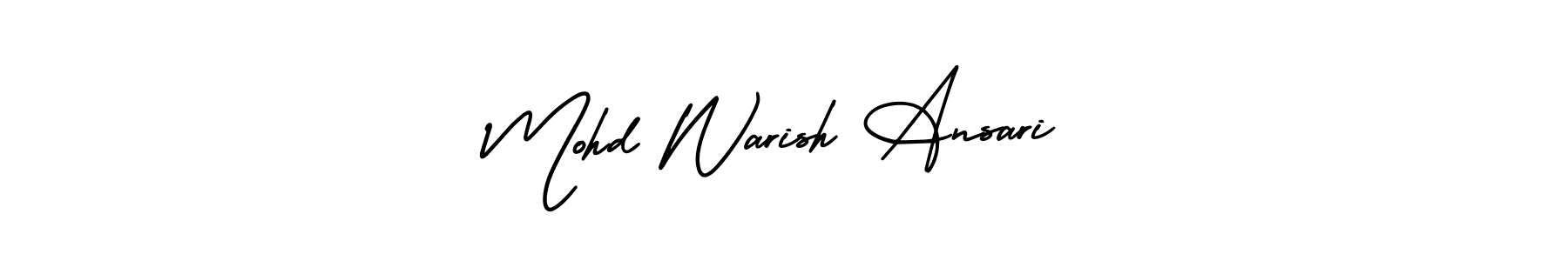This is the best signature style for the Mohd Warish Ansari name. Also you like these signature font (AmerikaSignatureDemo-Regular). Mix name signature. Mohd Warish Ansari signature style 3 images and pictures png