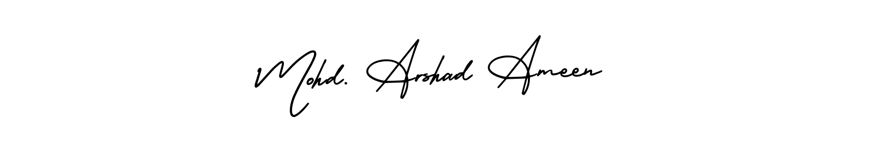 You should practise on your own different ways (AmerikaSignatureDemo-Regular) to write your name (Mohd. Arshad Ameen) in signature. don't let someone else do it for you. Mohd. Arshad Ameen signature style 3 images and pictures png