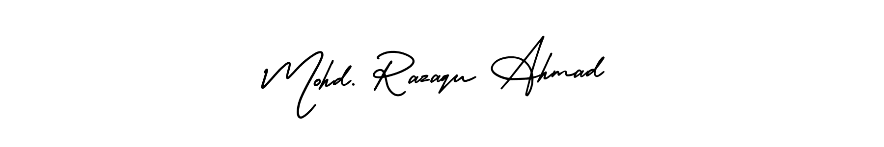 Use a signature maker to create a handwritten signature online. With this signature software, you can design (AmerikaSignatureDemo-Regular) your own signature for name Mohd. Razaqu Ahmad. Mohd. Razaqu Ahmad signature style 3 images and pictures png