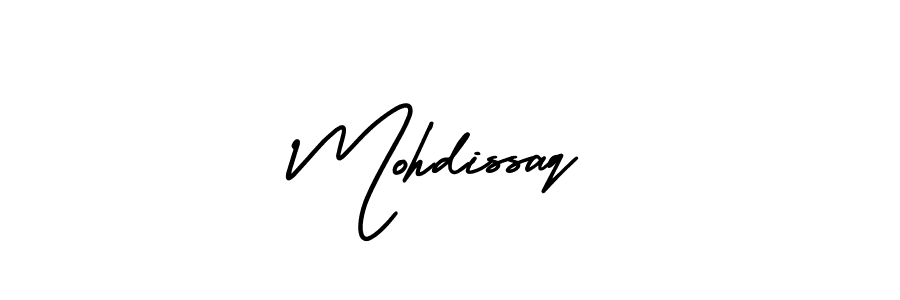 You should practise on your own different ways (AmerikaSignatureDemo-Regular) to write your name (Mohdissaq) in signature. don't let someone else do it for you. Mohdissaq signature style 3 images and pictures png