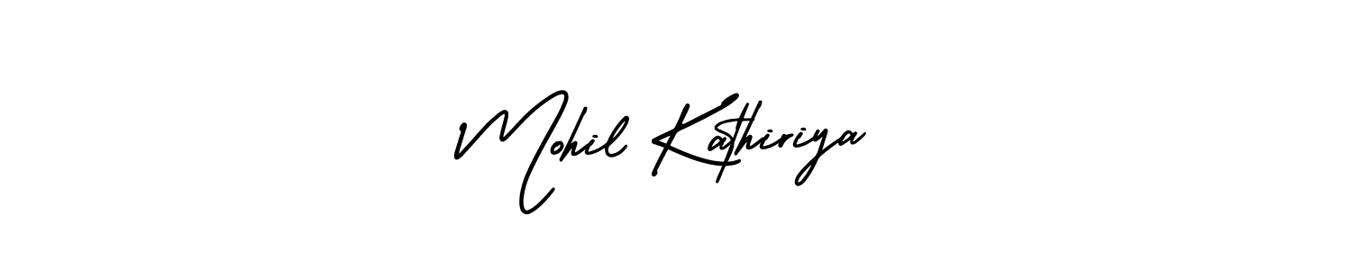 if you are searching for the best signature style for your name Mohil Kathiriya. so please give up your signature search. here we have designed multiple signature styles  using AmerikaSignatureDemo-Regular. Mohil Kathiriya signature style 3 images and pictures png