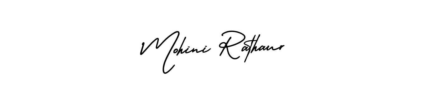 You should practise on your own different ways (AmerikaSignatureDemo-Regular) to write your name (Mohini Rathaur) in signature. don't let someone else do it for you. Mohini Rathaur signature style 3 images and pictures png