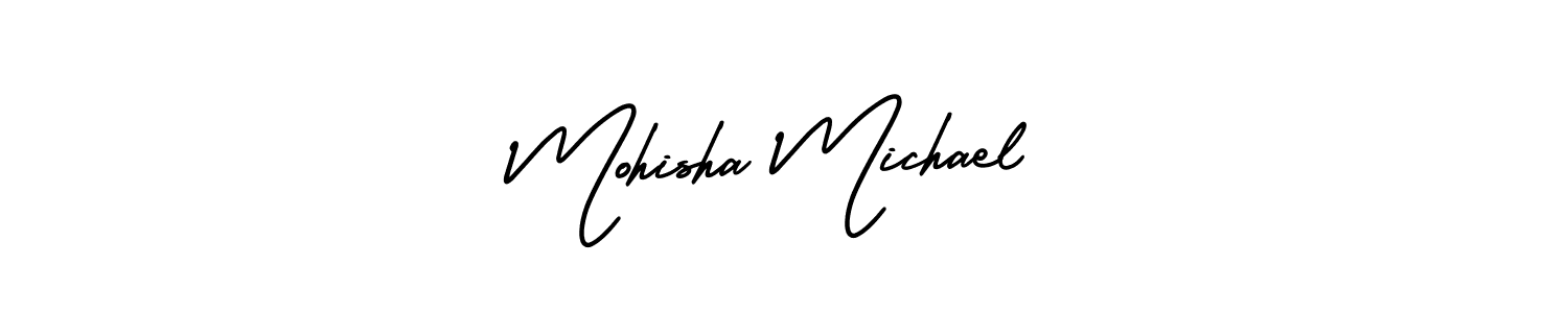 Mohisha Michael stylish signature style. Best Handwritten Sign (AmerikaSignatureDemo-Regular) for my name. Handwritten Signature Collection Ideas for my name Mohisha Michael. Mohisha Michael signature style 3 images and pictures png