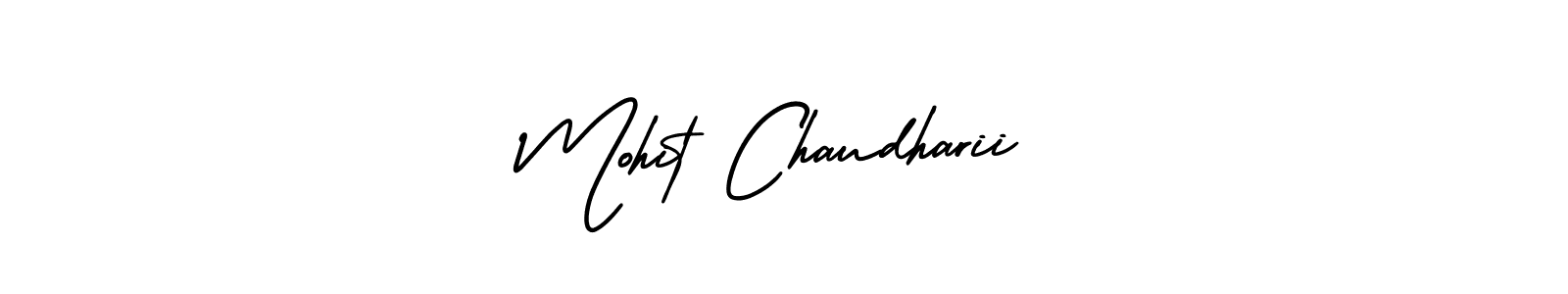 You should practise on your own different ways (AmerikaSignatureDemo-Regular) to write your name (Mohit Chaudharii) in signature. don't let someone else do it for you. Mohit Chaudharii signature style 3 images and pictures png