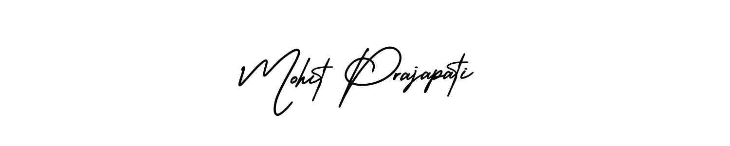 The best way (AmerikaSignatureDemo-Regular) to make a short signature is to pick only two or three words in your name. The name Mohit Prajapati include a total of six letters. For converting this name. Mohit Prajapati signature style 3 images and pictures png