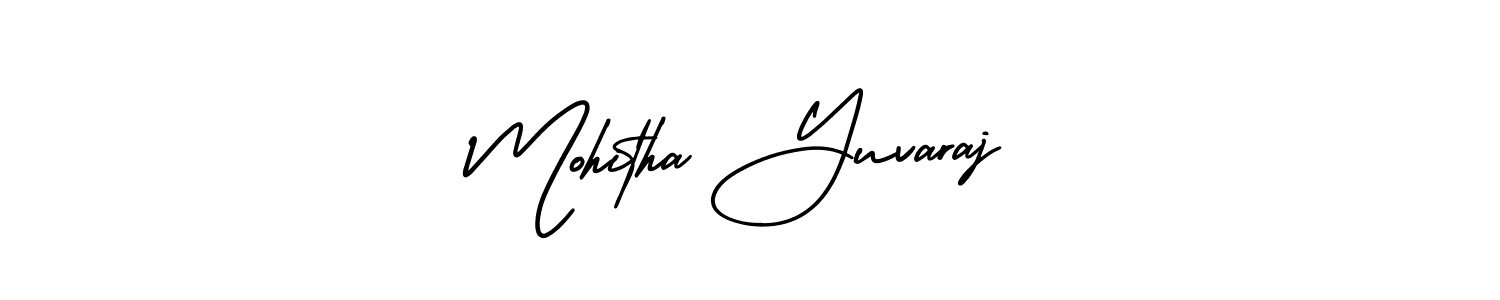 Similarly AmerikaSignatureDemo-Regular is the best handwritten signature design. Signature creator online .You can use it as an online autograph creator for name Mohitha Yuvaraj. Mohitha Yuvaraj signature style 3 images and pictures png