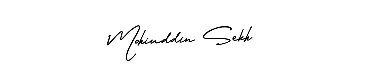 The best way (AmerikaSignatureDemo-Regular) to make a short signature is to pick only two or three words in your name. The name Mohiuddin Sekh include a total of six letters. For converting this name. Mohiuddin Sekh signature style 3 images and pictures png