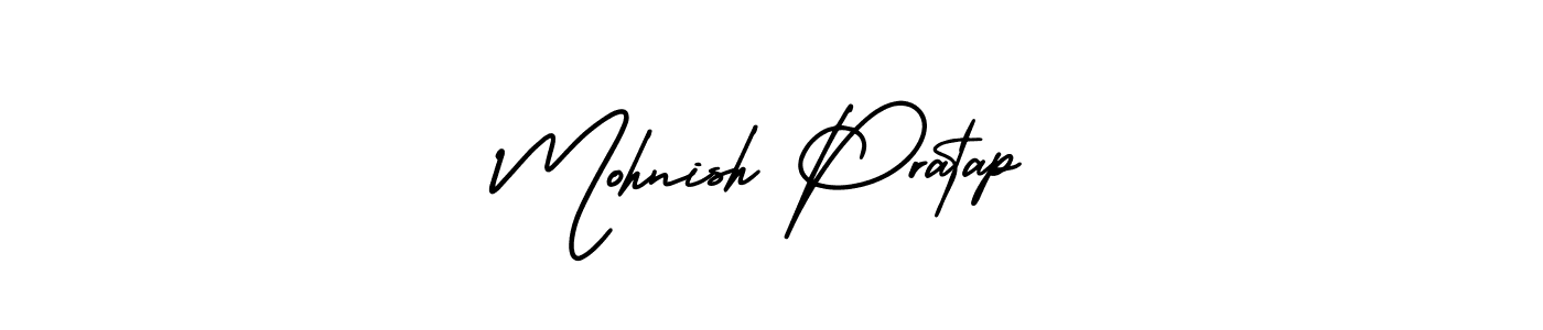 Mohnish Pratap stylish signature style. Best Handwritten Sign (AmerikaSignatureDemo-Regular) for my name. Handwritten Signature Collection Ideas for my name Mohnish Pratap. Mohnish Pratap signature style 3 images and pictures png