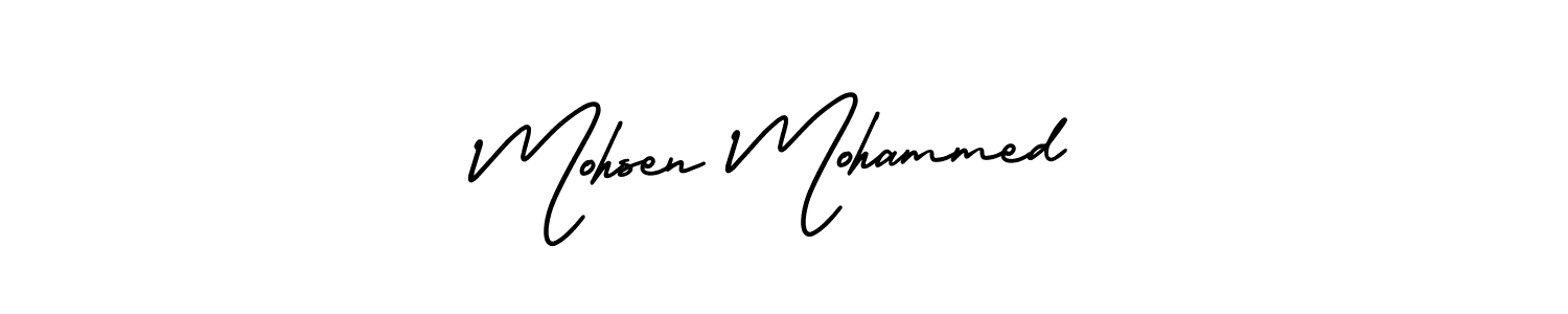 You should practise on your own different ways (AmerikaSignatureDemo-Regular) to write your name (Mohsen Mohammed) in signature. don't let someone else do it for you. Mohsen Mohammed signature style 3 images and pictures png