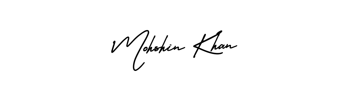 Use a signature maker to create a handwritten signature online. With this signature software, you can design (AmerikaSignatureDemo-Regular) your own signature for name Mohshin Khan. Mohshin Khan signature style 3 images and pictures png