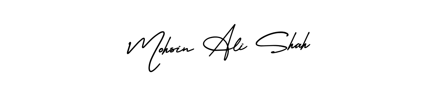 Design your own signature with our free online signature maker. With this signature software, you can create a handwritten (AmerikaSignatureDemo-Regular) signature for name Mohsin Ali Shah. Mohsin Ali Shah signature style 3 images and pictures png