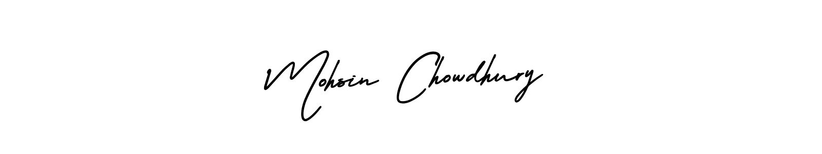 The best way (AmerikaSignatureDemo-Regular) to make a short signature is to pick only two or three words in your name. The name Mohsin Chowdhury include a total of six letters. For converting this name. Mohsin Chowdhury signature style 3 images and pictures png