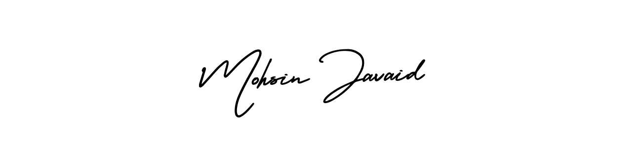 The best way (AmerikaSignatureDemo-Regular) to make a short signature is to pick only two or three words in your name. The name Mohsin Javaid include a total of six letters. For converting this name. Mohsin Javaid signature style 3 images and pictures png