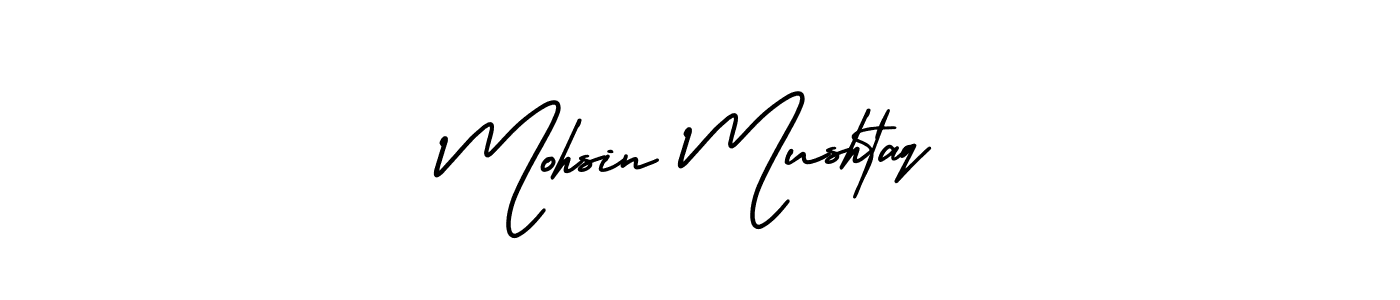 This is the best signature style for the Mohsin Mushtaq name. Also you like these signature font (AmerikaSignatureDemo-Regular). Mix name signature. Mohsin Mushtaq signature style 3 images and pictures png