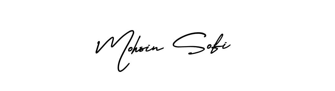 You should practise on your own different ways (AmerikaSignatureDemo-Regular) to write your name (Mohsin Sofi) in signature. don't let someone else do it for you. Mohsin Sofi signature style 3 images and pictures png