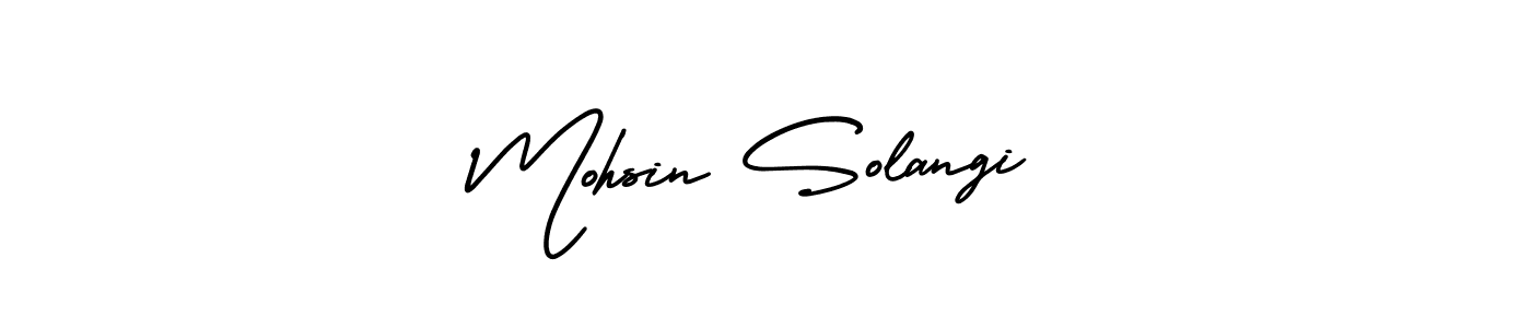 You should practise on your own different ways (AmerikaSignatureDemo-Regular) to write your name (Mohsin Solangi) in signature. don't let someone else do it for you. Mohsin Solangi signature style 3 images and pictures png