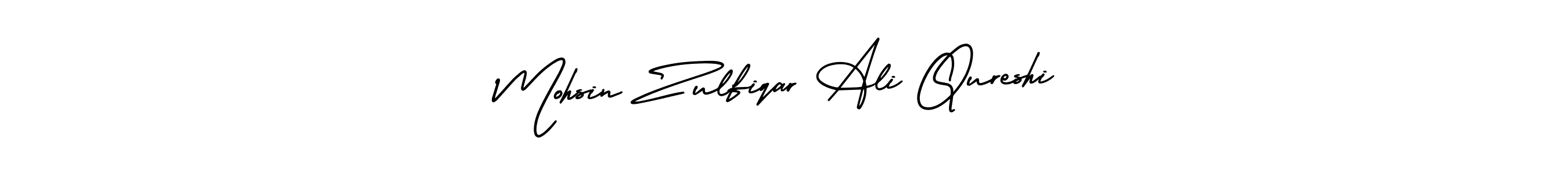 if you are searching for the best signature style for your name Mohsin Zulfiqar Ali Qureshi. so please give up your signature search. here we have designed multiple signature styles  using AmerikaSignatureDemo-Regular. Mohsin Zulfiqar Ali Qureshi signature style 3 images and pictures png