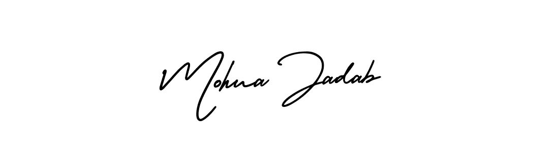 if you are searching for the best signature style for your name Mohua Jadab. so please give up your signature search. here we have designed multiple signature styles  using AmerikaSignatureDemo-Regular. Mohua Jadab signature style 3 images and pictures png