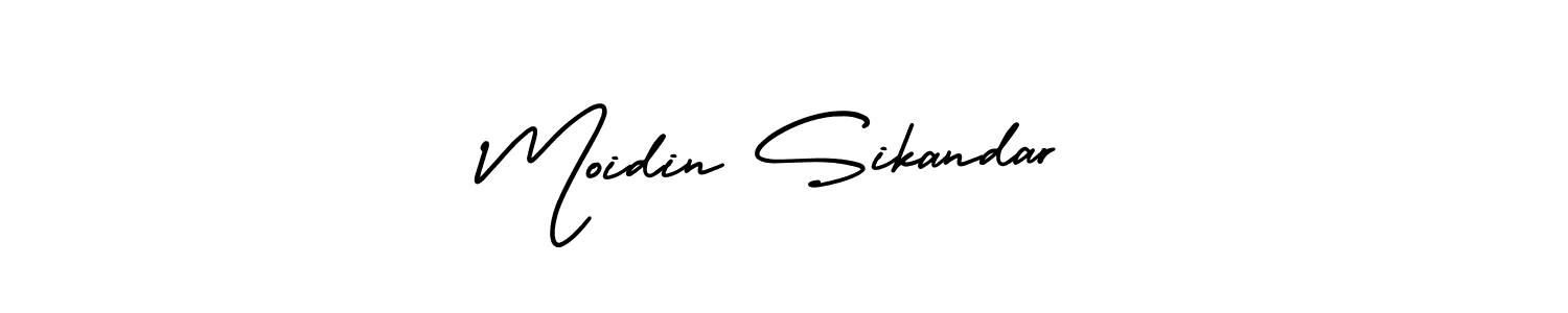 This is the best signature style for the Moidin Sikandar name. Also you like these signature font (AmerikaSignatureDemo-Regular). Mix name signature. Moidin Sikandar signature style 3 images and pictures png