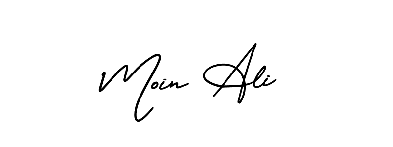 You should practise on your own different ways (AmerikaSignatureDemo-Regular) to write your name (Moin Ali) in signature. don't let someone else do it for you. Moin Ali signature style 3 images and pictures png