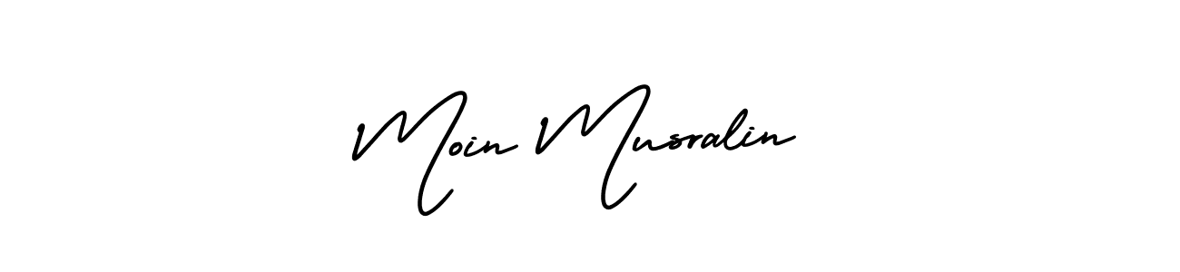 How to make Moin Musralin name signature. Use AmerikaSignatureDemo-Regular style for creating short signs online. This is the latest handwritten sign. Moin Musralin signature style 3 images and pictures png