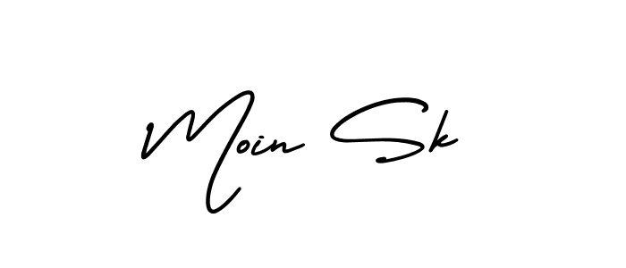You should practise on your own different ways (AmerikaSignatureDemo-Regular) to write your name (Moin Sk) in signature. don't let someone else do it for you. Moin Sk signature style 3 images and pictures png