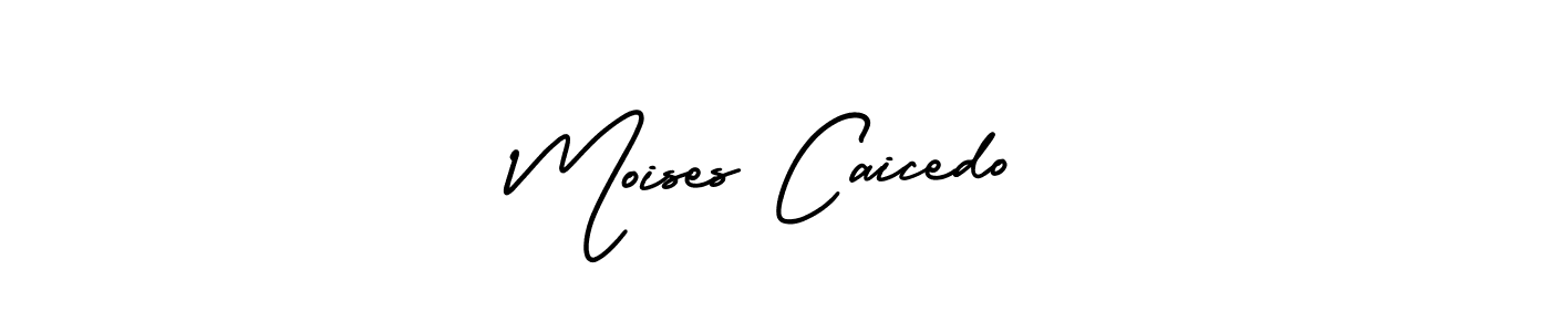 You should practise on your own different ways (AmerikaSignatureDemo-Regular) to write your name (Moises Caicedo) in signature. don't let someone else do it for you. Moises Caicedo signature style 3 images and pictures png