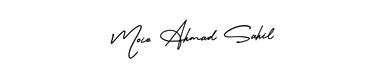 Design your own signature with our free online signature maker. With this signature software, you can create a handwritten (AmerikaSignatureDemo-Regular) signature for name Moiz Ahmad Sahil. Moiz Ahmad Sahil signature style 3 images and pictures png