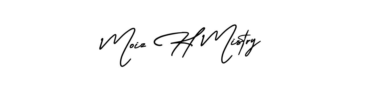 Moiz H Mistry stylish signature style. Best Handwritten Sign (AmerikaSignatureDemo-Regular) for my name. Handwritten Signature Collection Ideas for my name Moiz H Mistry. Moiz H Mistry signature style 3 images and pictures png