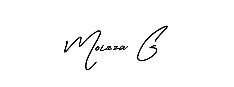 You should practise on your own different ways (AmerikaSignatureDemo-Regular) to write your name (Moizza G) in signature. don't let someone else do it for you. Moizza G signature style 3 images and pictures png