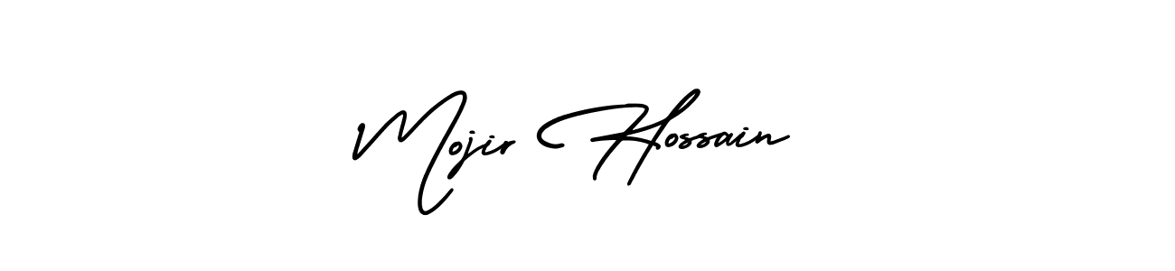 The best way (AmerikaSignatureDemo-Regular) to make a short signature is to pick only two or three words in your name. The name Mojir Hossain include a total of six letters. For converting this name. Mojir Hossain signature style 3 images and pictures png