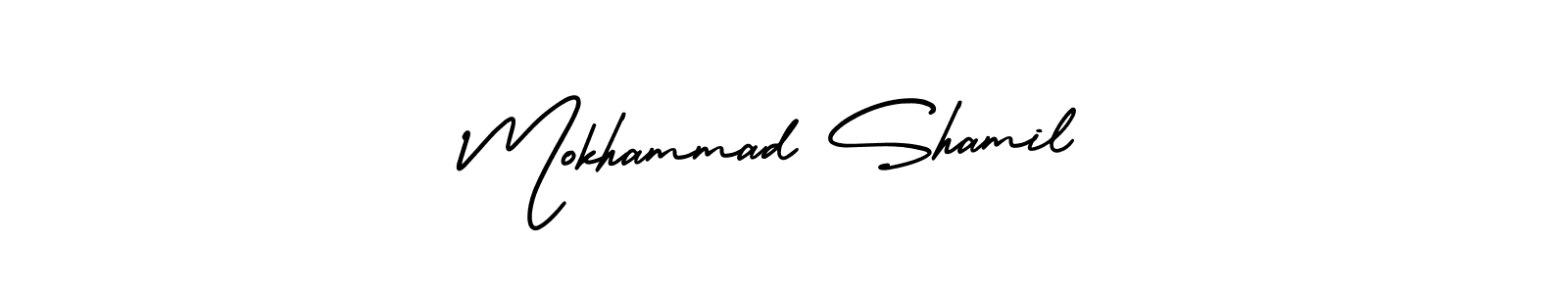 if you are searching for the best signature style for your name Mokhammad Shamil. so please give up your signature search. here we have designed multiple signature styles  using AmerikaSignatureDemo-Regular. Mokhammad Shamil signature style 3 images and pictures png