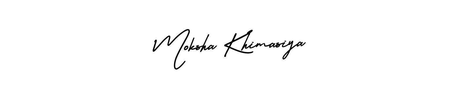 How to make Moksha Khimasiya name signature. Use AmerikaSignatureDemo-Regular style for creating short signs online. This is the latest handwritten sign. Moksha Khimasiya signature style 3 images and pictures png