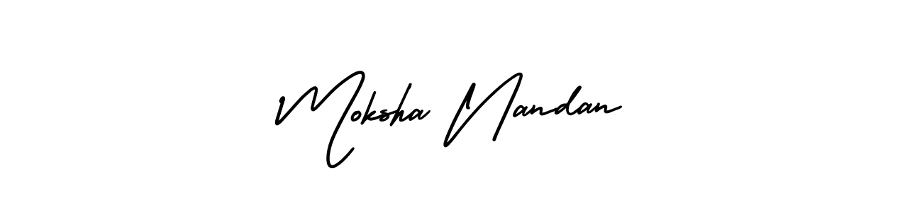 This is the best signature style for the Moksha Nandan name. Also you like these signature font (AmerikaSignatureDemo-Regular). Mix name signature. Moksha Nandan signature style 3 images and pictures png