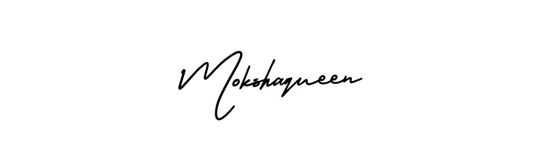 AmerikaSignatureDemo-Regular is a professional signature style that is perfect for those who want to add a touch of class to their signature. It is also a great choice for those who want to make their signature more unique. Get Mokshaqueen name to fancy signature for free. Mokshaqueen signature style 3 images and pictures png