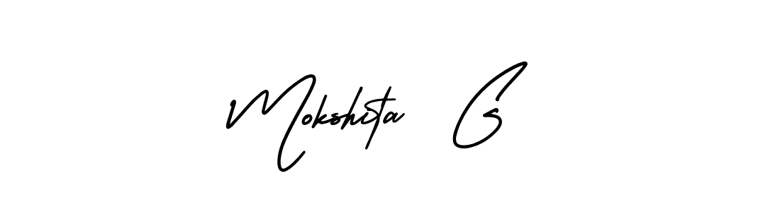 Similarly AmerikaSignatureDemo-Regular is the best handwritten signature design. Signature creator online .You can use it as an online autograph creator for name Mokshita  G. Mokshita  G signature style 3 images and pictures png