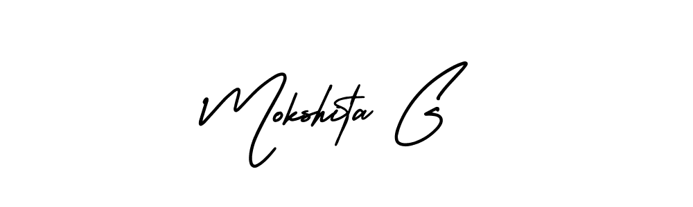 AmerikaSignatureDemo-Regular is a professional signature style that is perfect for those who want to add a touch of class to their signature. It is also a great choice for those who want to make their signature more unique. Get Mokshita G name to fancy signature for free. Mokshita G signature style 3 images and pictures png