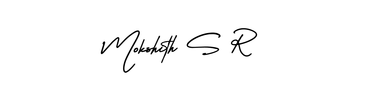 if you are searching for the best signature style for your name Mokshith S R. so please give up your signature search. here we have designed multiple signature styles  using AmerikaSignatureDemo-Regular. Mokshith S R signature style 3 images and pictures png