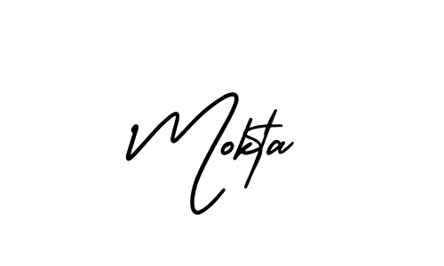 Use a signature maker to create a handwritten signature online. With this signature software, you can design (AmerikaSignatureDemo-Regular) your own signature for name Mokta. Mokta signature style 3 images and pictures png