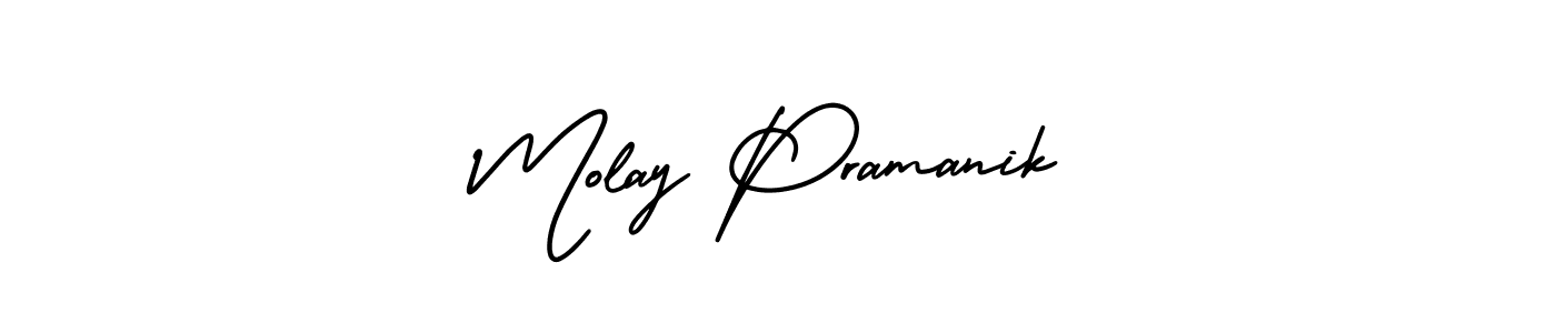How to make Molay Pramanik signature? AmerikaSignatureDemo-Regular is a professional autograph style. Create handwritten signature for Molay Pramanik name. Molay Pramanik signature style 3 images and pictures png