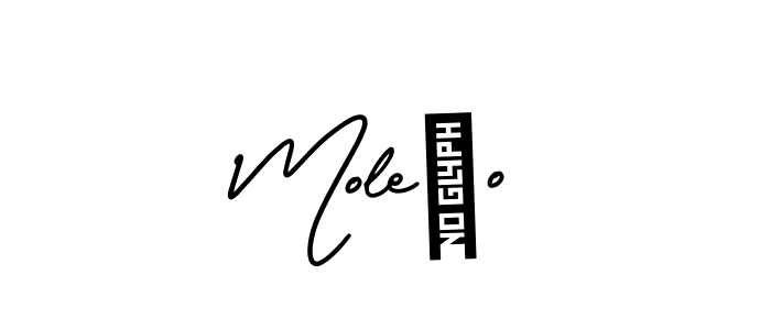You should practise on your own different ways (AmerikaSignatureDemo-Regular) to write your name (Moleño) in signature. don't let someone else do it for you. Moleño signature style 3 images and pictures png