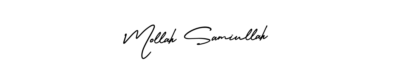 This is the best signature style for the Mollah Samiullah name. Also you like these signature font (AmerikaSignatureDemo-Regular). Mix name signature. Mollah Samiullah signature style 3 images and pictures png