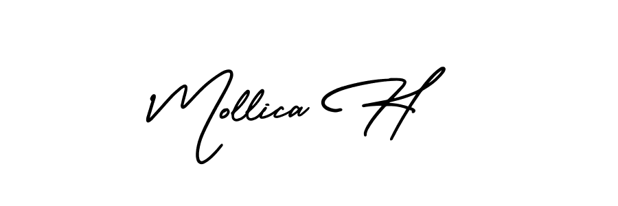 The best way (AmerikaSignatureDemo-Regular) to make a short signature is to pick only two or three words in your name. The name Mollica H include a total of six letters. For converting this name. Mollica H signature style 3 images and pictures png