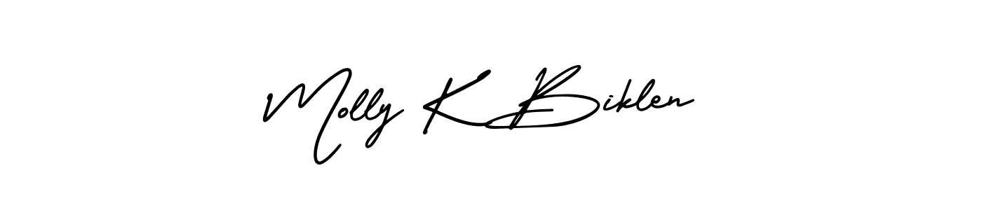 AmerikaSignatureDemo-Regular is a professional signature style that is perfect for those who want to add a touch of class to their signature. It is also a great choice for those who want to make their signature more unique. Get Molly K Biklen name to fancy signature for free. Molly K Biklen signature style 3 images and pictures png