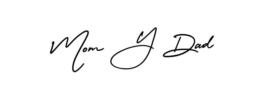 AmerikaSignatureDemo-Regular is a professional signature style that is perfect for those who want to add a touch of class to their signature. It is also a great choice for those who want to make their signature more unique. Get Mom Y Dad name to fancy signature for free. Mom Y Dad signature style 3 images and pictures png