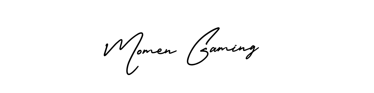 Momen Gaming stylish signature style. Best Handwritten Sign (AmerikaSignatureDemo-Regular) for my name. Handwritten Signature Collection Ideas for my name Momen Gaming. Momen Gaming signature style 3 images and pictures png