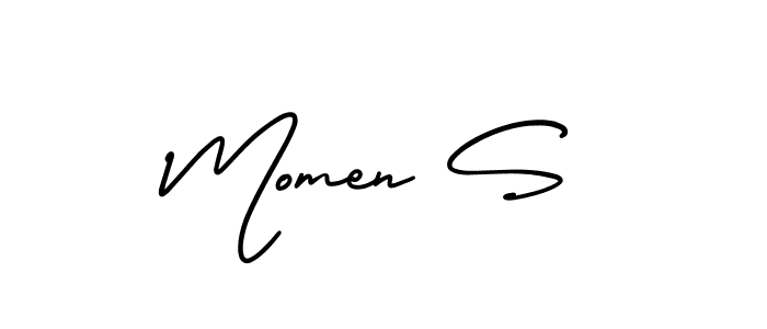 It looks lik you need a new signature style for name Momen S. Design unique handwritten (AmerikaSignatureDemo-Regular) signature with our free signature maker in just a few clicks. Momen S signature style 3 images and pictures png