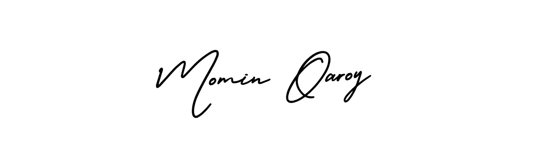 The best way (AmerikaSignatureDemo-Regular) to make a short signature is to pick only two or three words in your name. The name Momin Oaroy include a total of six letters. For converting this name. Momin Oaroy signature style 3 images and pictures png